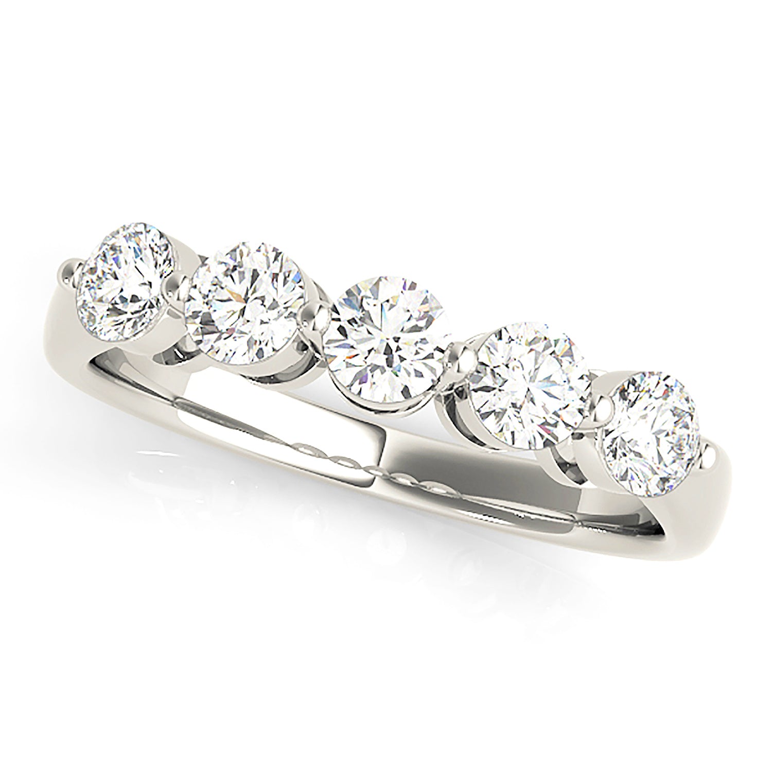 1.00 ctw. Round Diamond Wedding Band 5 Stone Anniversary Ring-VIRABYANI